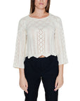 Vero Moda Lace Quarter Sleeve Top - cream/white