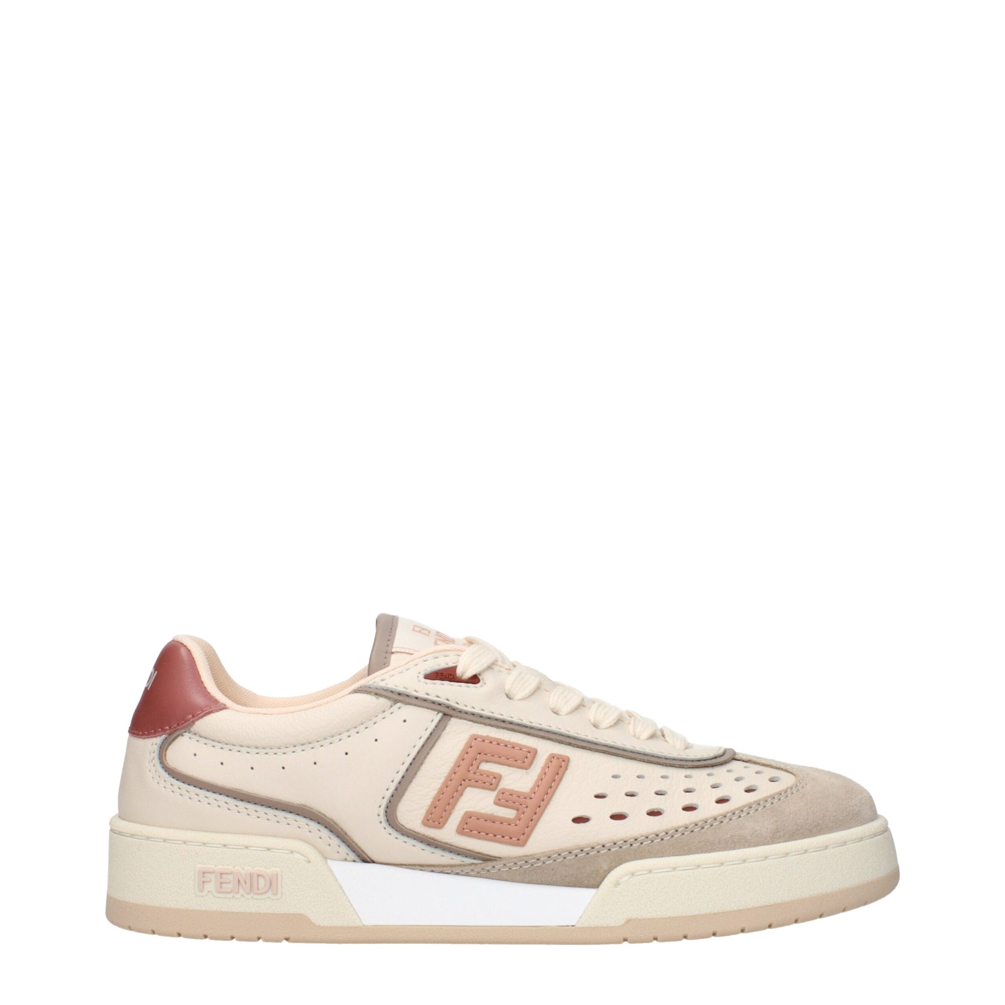 Fendi Cream/Beige Leather Low Top Sneakers