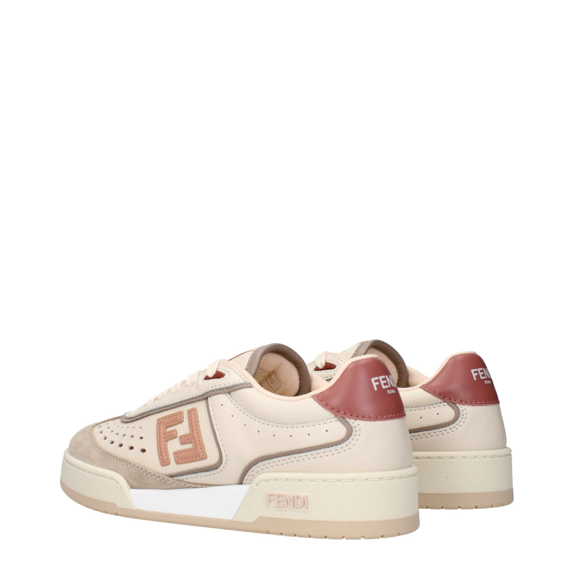 Fendi Cream/Beige Leather Low Top Sneakers