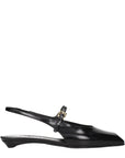 Prada Black Leather Mary Jane Flats With Slingback