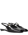 Prada Black Leather Mary Jane Flats With Slingback