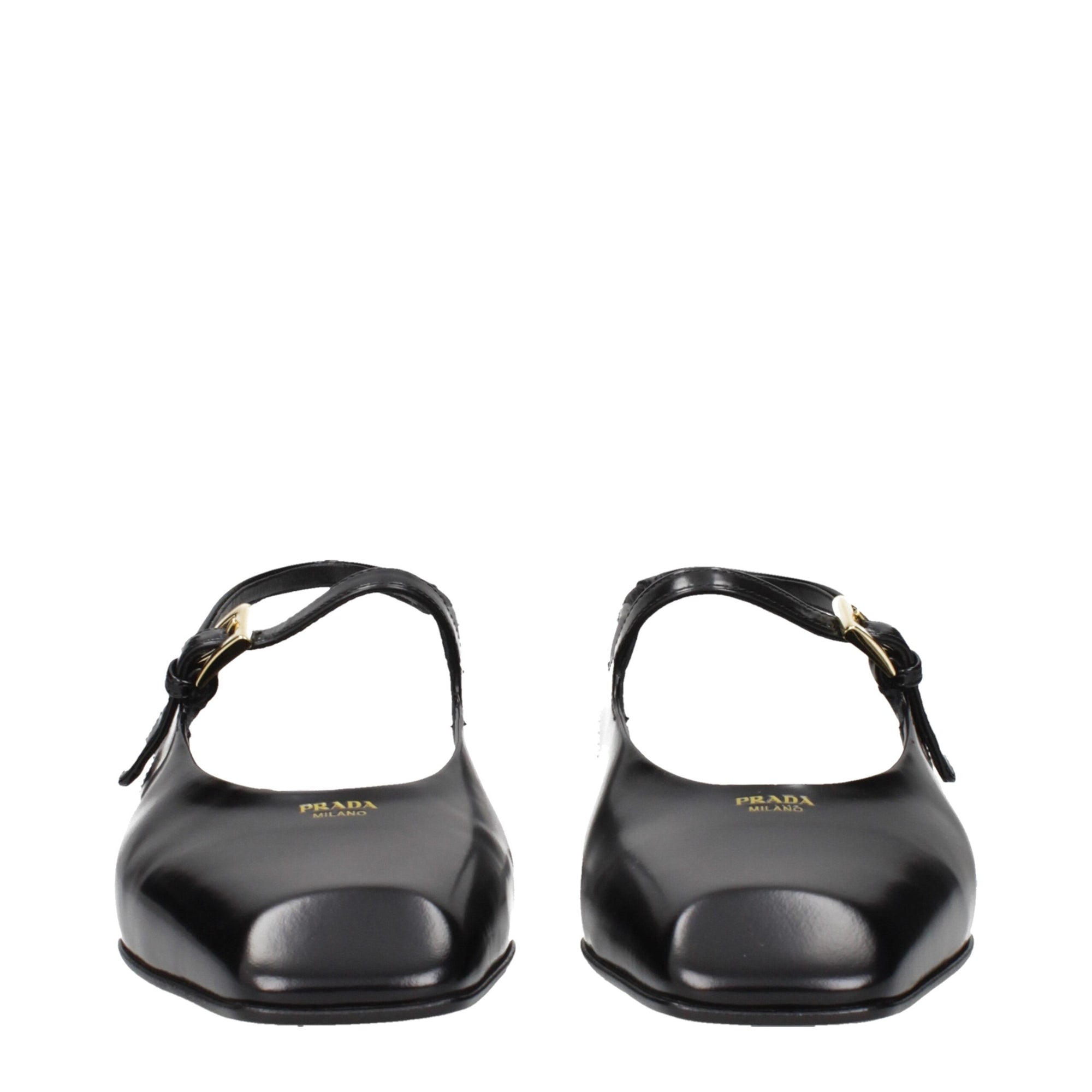 Prada Black Leather Mary Jane Flats With Slingback