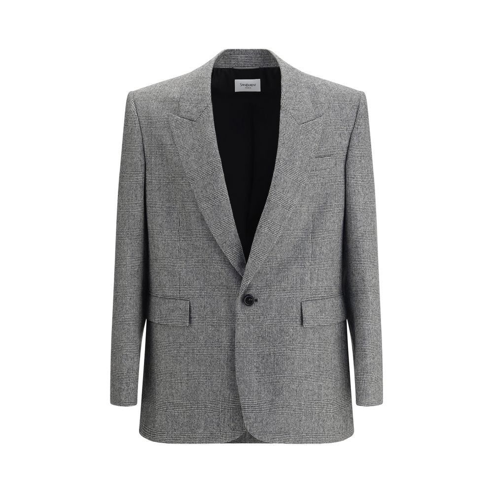 Saint Laurent Prince de Galles Checkered Wool Blazer