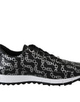 Jimmy Choo Logo Monza Black & Silver Leather Sneakers