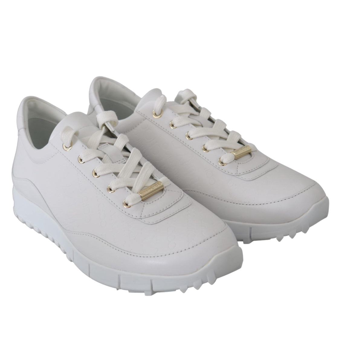Jimmy Choo All White Monza Olel Leather Sneakers