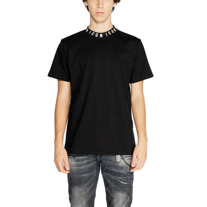 Icon Logo Collar 100% Cotton T-Shirt - black