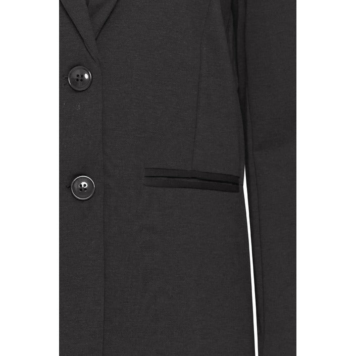 Ichi Minimalist Longline 2-Button Blazer - black