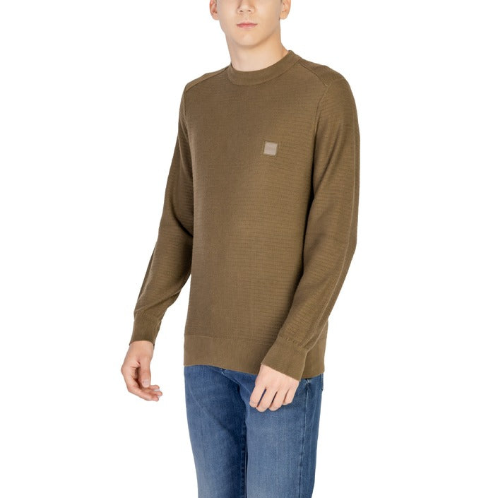 Boss Logo Cotton-Cashmere Turtleneck Sweater