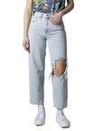 Only Bleached & Light Wash Ripped Wide Leg Crop Jeans
