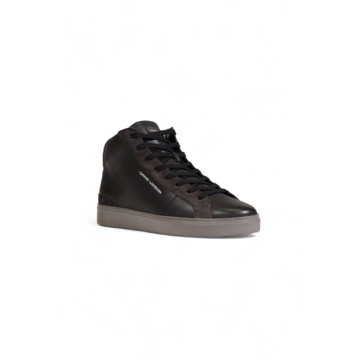 Crime London Logo Genuine Leather High Top Sneakers