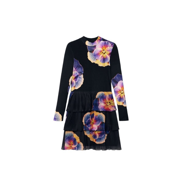 Desigual Floral Long Sleeve Tiered Mini Dress