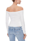 Tommy Hilfiger Jeans Logo Organic Cotton Blend Off-Shoulder Long Sleeve Top