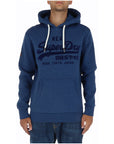 Superdry Logo Cotton-Blend Hooded Pullover - blue 