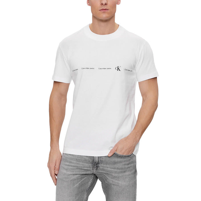 Calvin Klein Jeans Logo Panel Organic Cotton T-Shirt - white