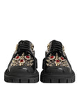Dolce & Gabbana Black Leather Studded & Crystal Embellished Derby Shoes