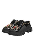 Dolce & Gabbana Black Leather Studded & Crystal Embellished Derby Shoes