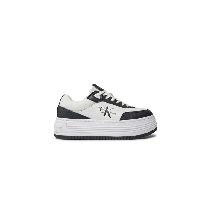 Calvin Klein Jeans Logo Ultra-Chunky Sole Vegan Leather Sneakers - black and white