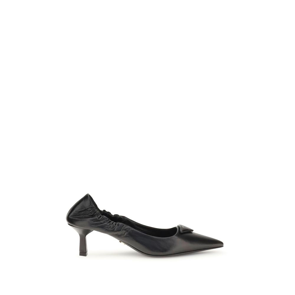 Prada Black Leather Kitten Heel Pumps