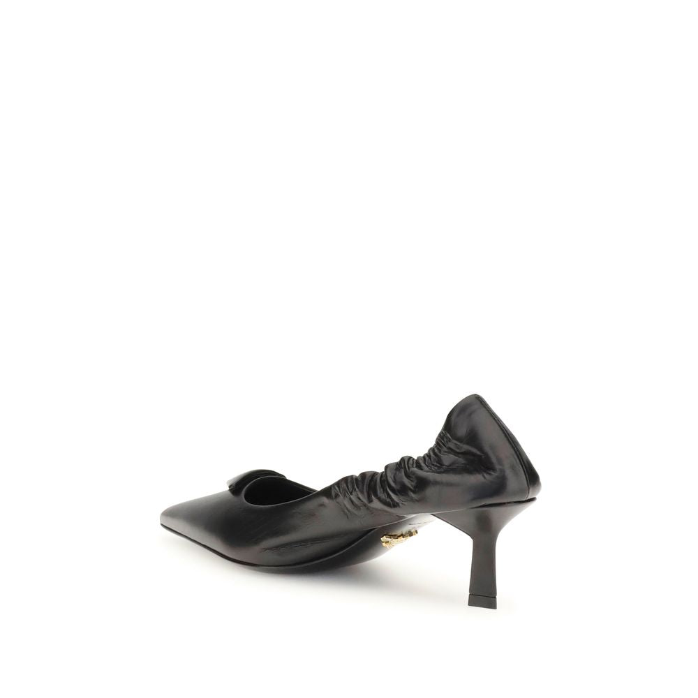 Prada Black Leather Kitten Heel Pumps