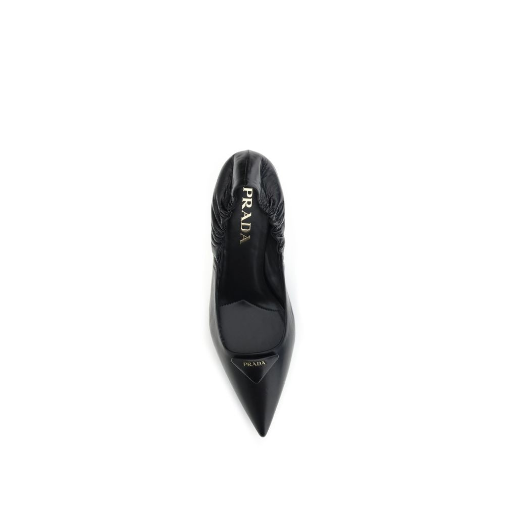 Prada Black Leather Kitten Heel Pumps