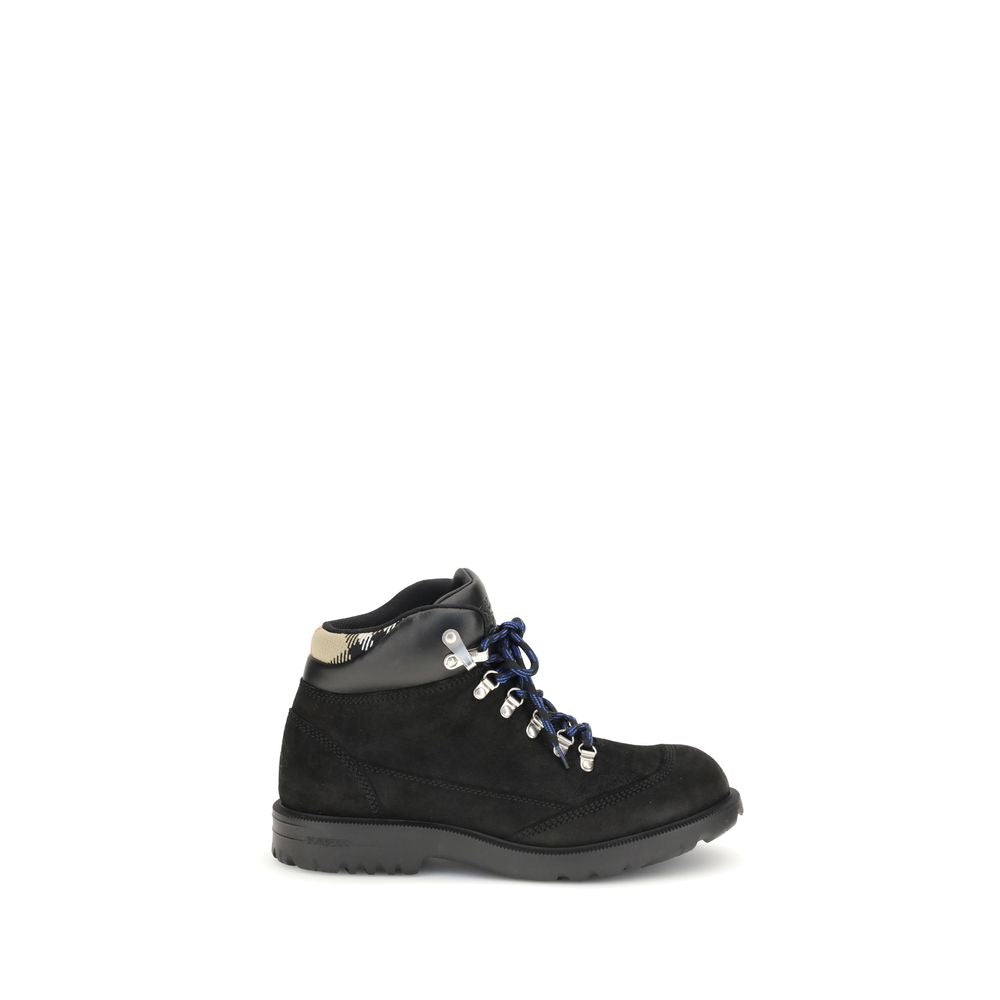 Burberry Black Suede Leather  Combat Boots