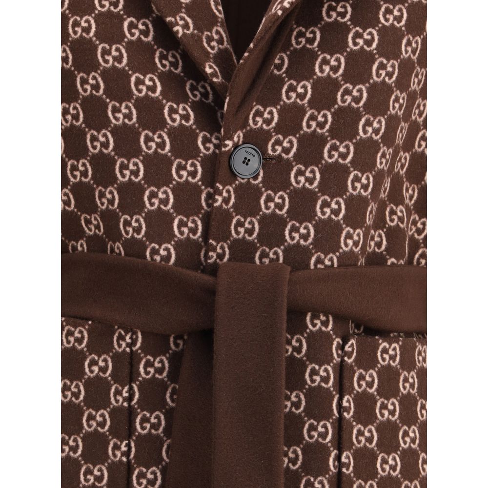 Gucci GG Monogram Silk-Wool reversible Coat