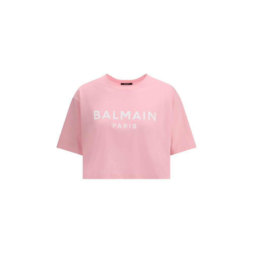 Balmain Logo Cropped Cotton T-Shirt