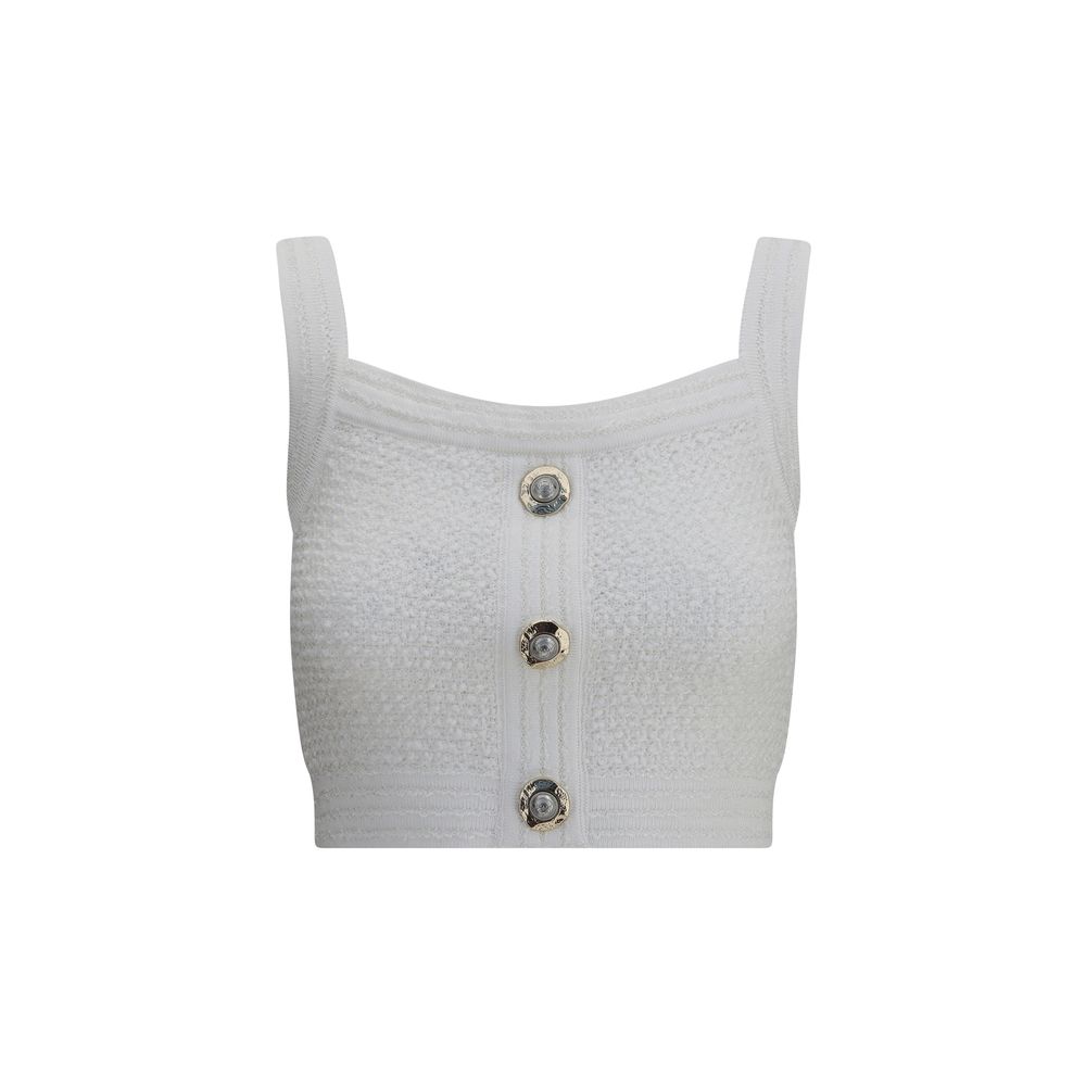 Balmain White Tweed crop Top