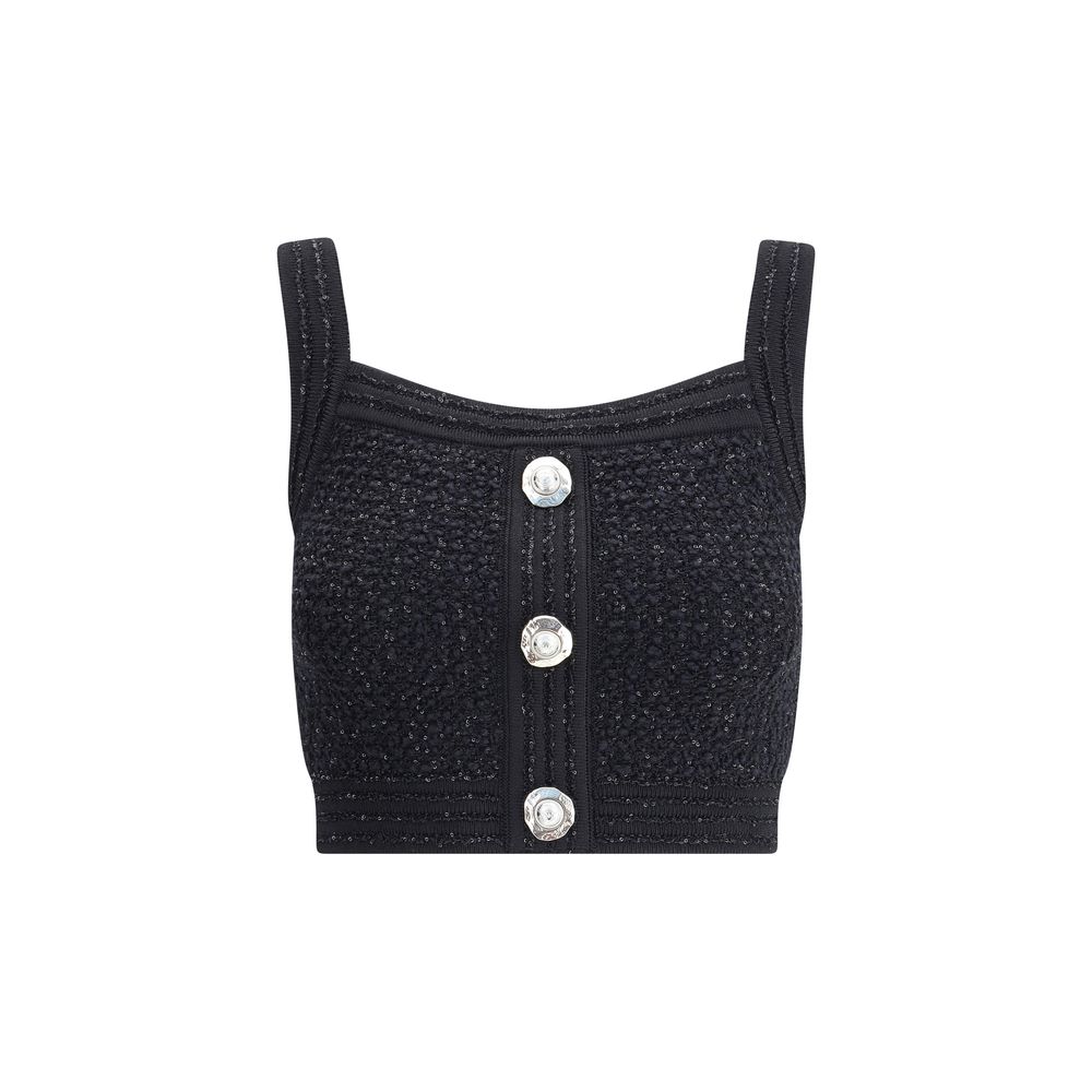 Balmain black Tweed crop Top