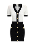 Balmain Bodycon Woven-Knit Mini Dress