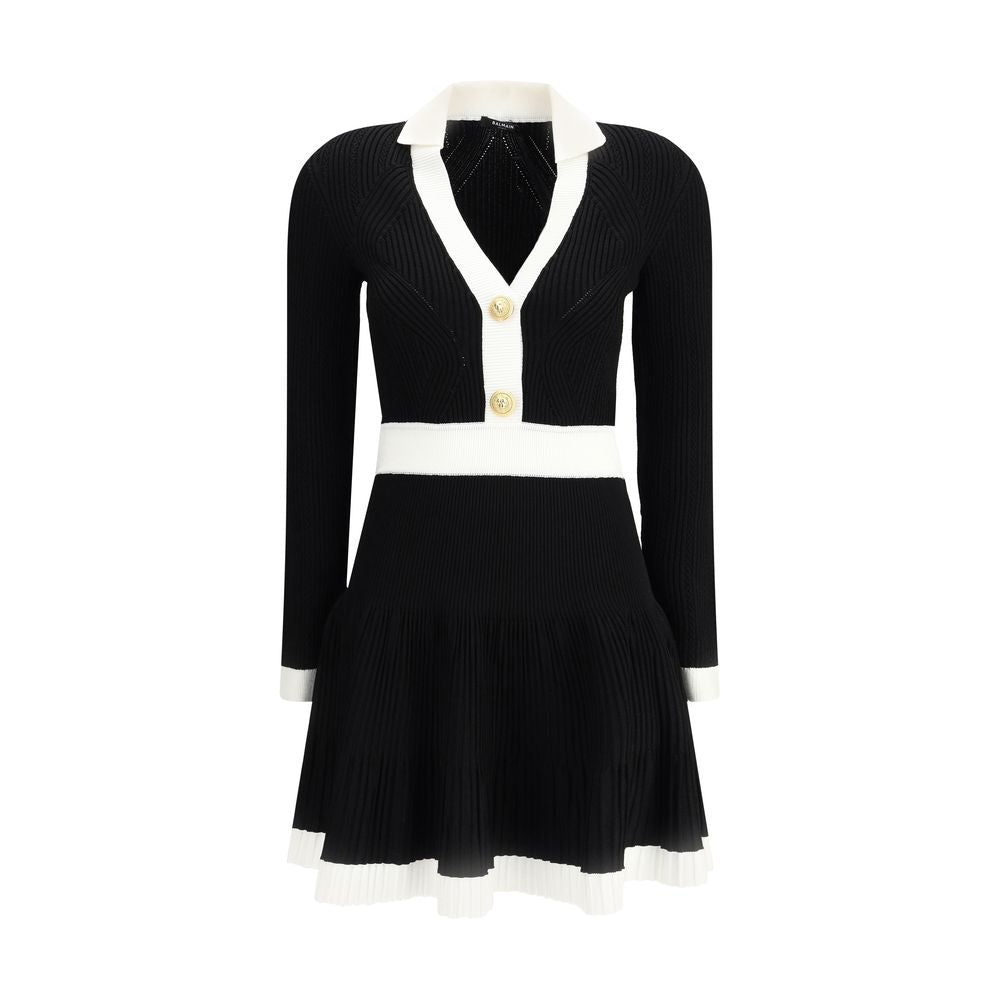 Balmain Black & White Knit Mini Dress