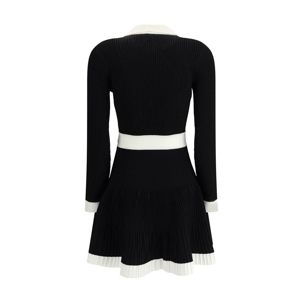 Balmain Black & White Knit Mini Dress