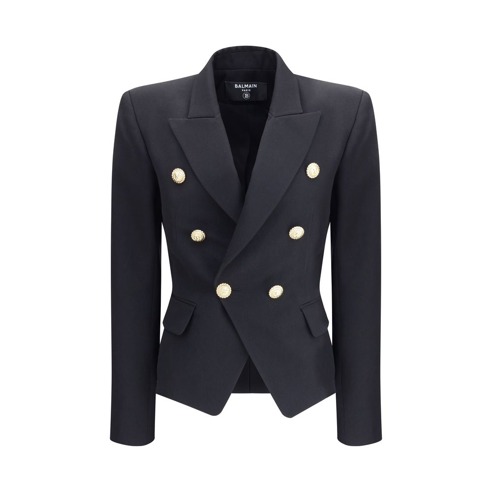 Balmain Double-Breasted Black Wool Blazer
