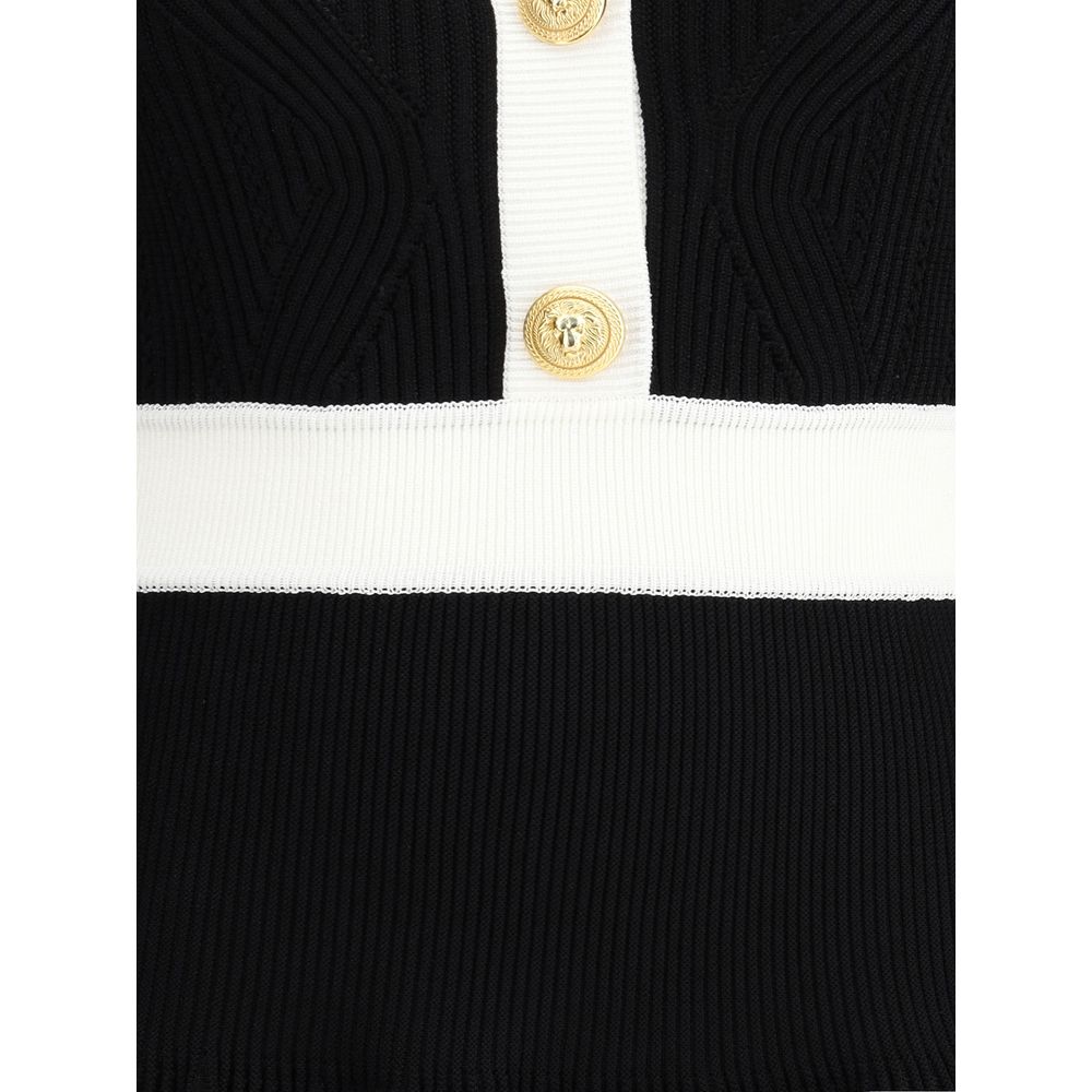 Balmain Black & White Knit Mini Dress