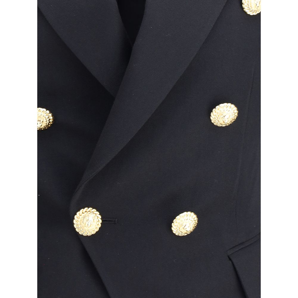 Balmain Double-Breasted Black Wool Blazer