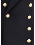 Balmain wool-cashmere longline black double-breasted Coat