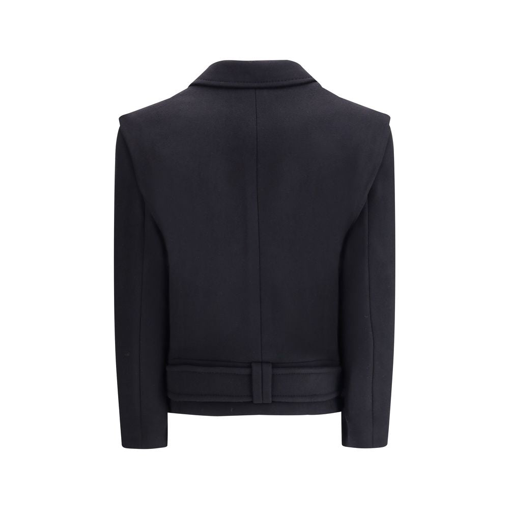 Balmain Black Wool Double-breasted Coat