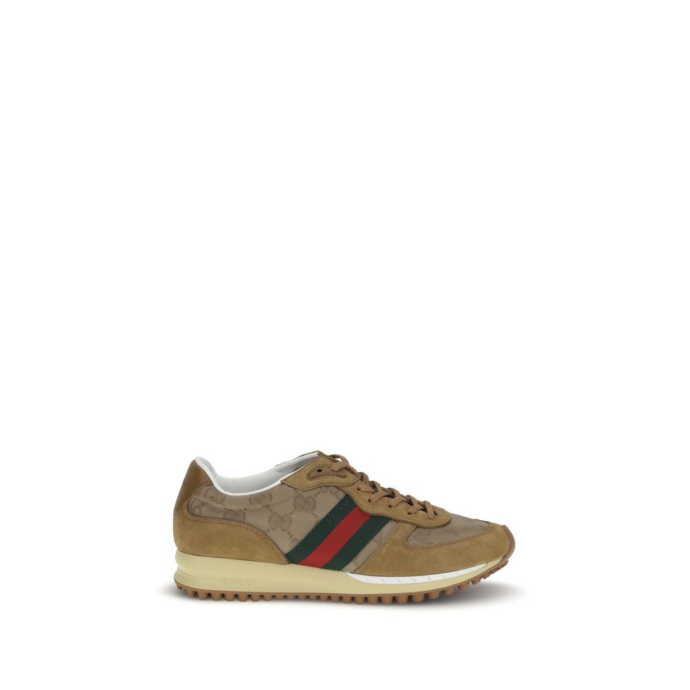 Gucci Leather Low Top Lace-Up Sneakers