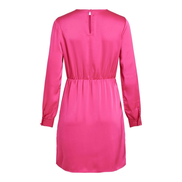 Vila Clothes Hot Pink Long Sleeve Winter Mini Dress