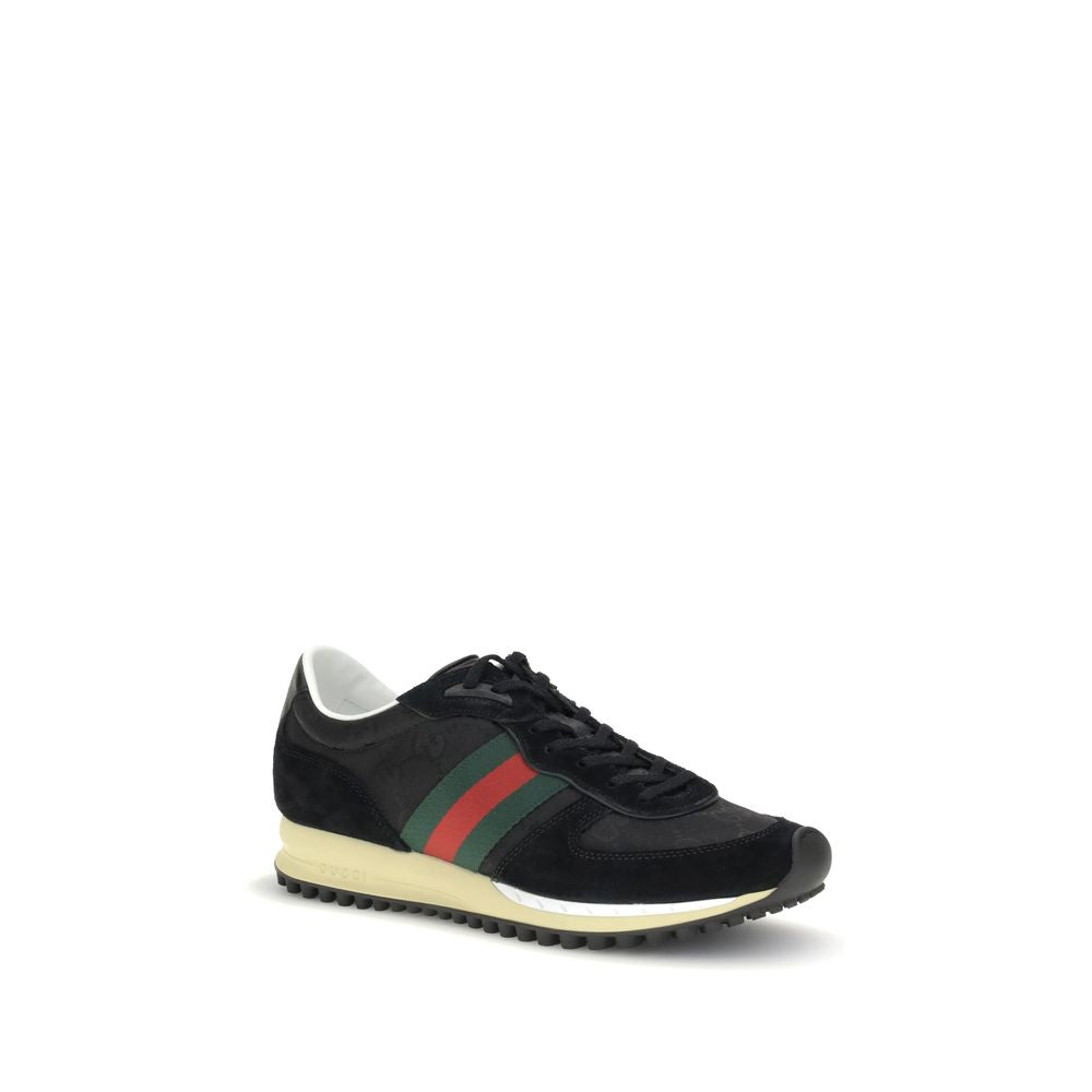 Gucci Leather Low Top Lace-Up Sneakers