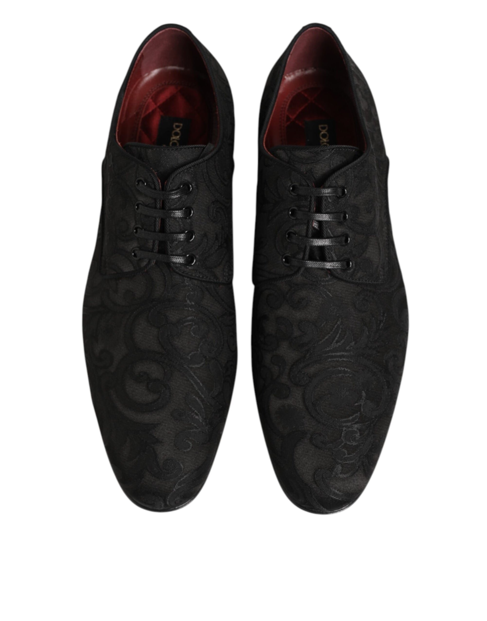 Dolce & Gabbana Black Floral Brocade Lace-Up Derby Dress Shoes
