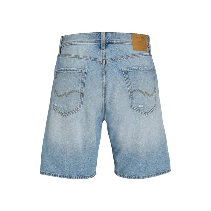 Jack & Jones Logo Light Wash Distressed Denim Shorts