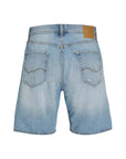 Jack & Jones Logo Light Wash Distressed Denim Shorts