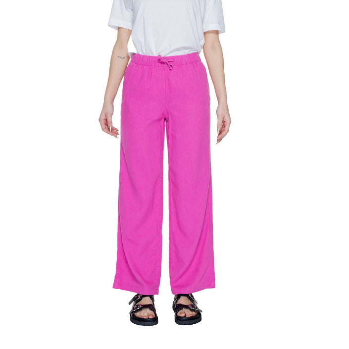 Only Linen Blend Hot Pink Fuchsia Wide Leg Pants