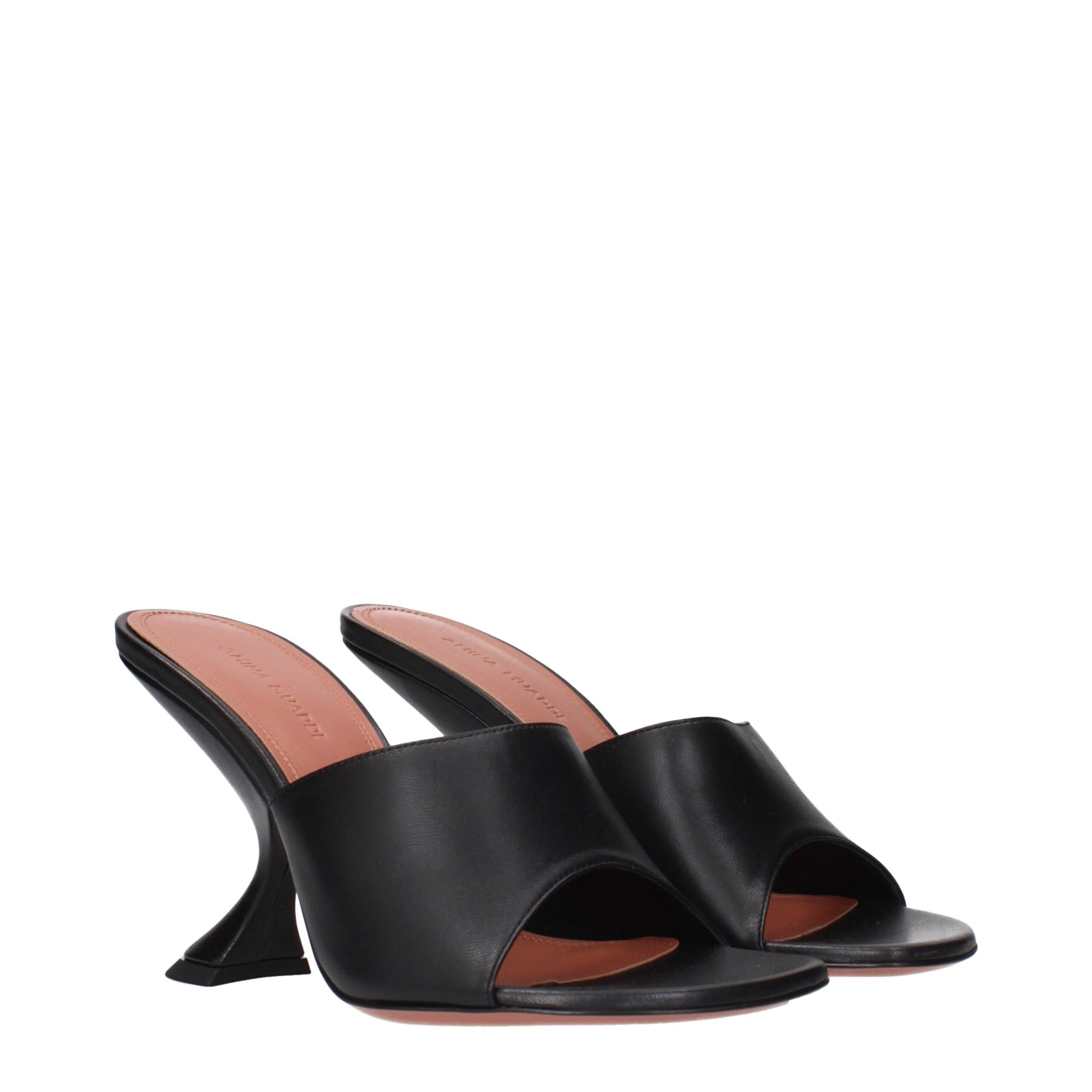 Amina Muaddi Taylor Leather Mule Sandals - Black