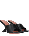 Amina Muaddi Taylor Leather Mule Sandals - Black