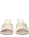 Amina Muaddi Taylor Gold Heel Mule Sandals - Beige 