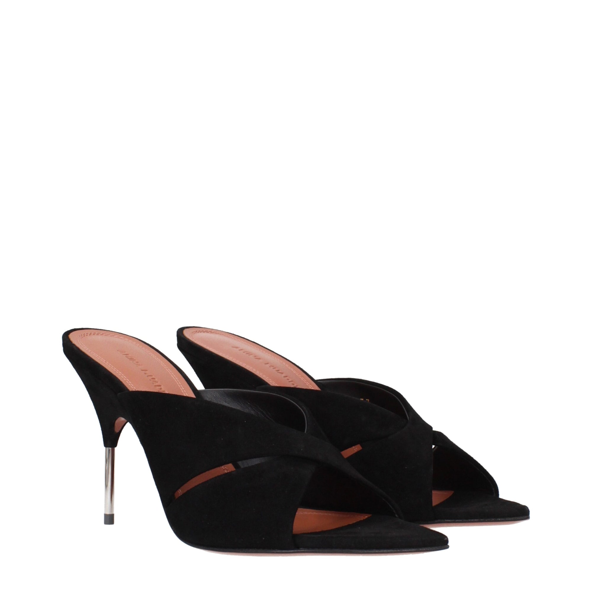 Amina Muaddi Samantha Leather Mule Sandals - Black