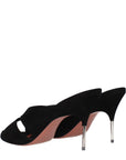 Amina Muaddi Samantha Leather Mule  Sandals - Black