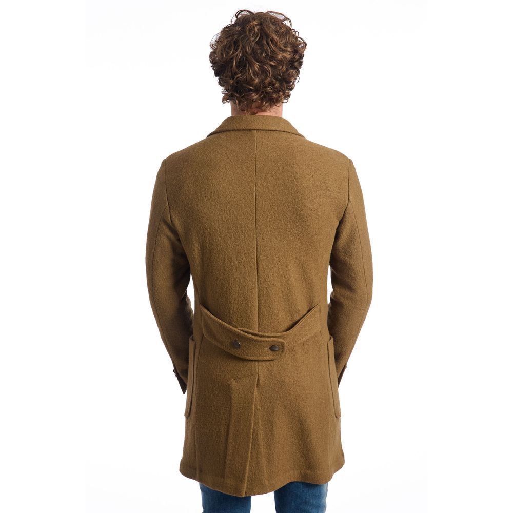 Roberto Pepe Luxury Double-Breasted Coat - Brown - Made In Italy